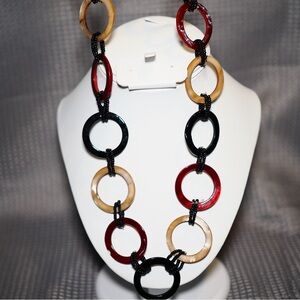 Chic Red, Black, and Tan Necklace